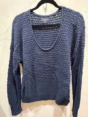 Abercrombie & Fitch Navy Open-Weave Scoop Neck Sweater